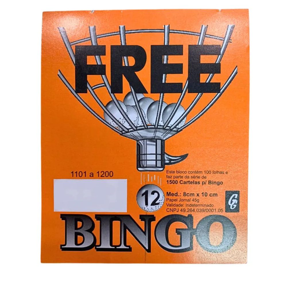 BINGO CARTELA C/ 100 FOLHAS