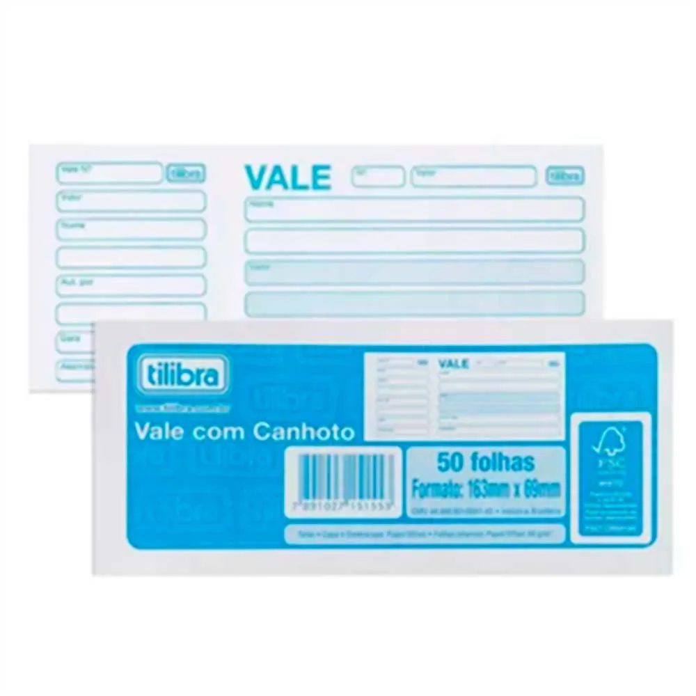 BLOCO VALE S/ CANHOTO 50 FOLHAS