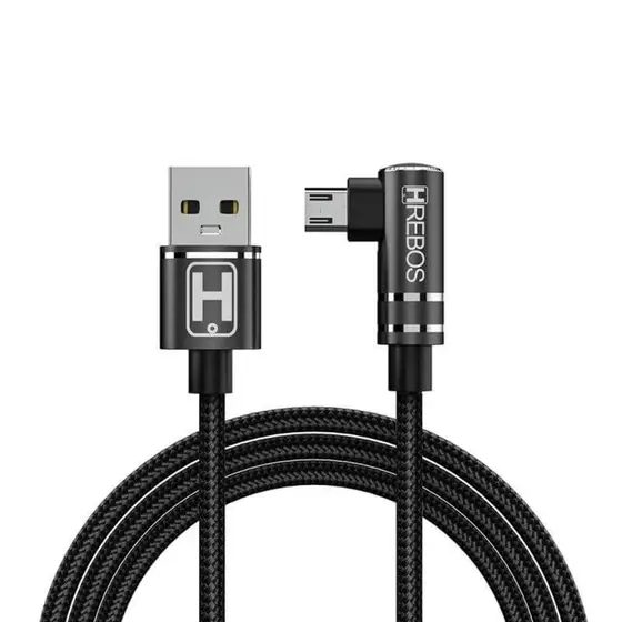 CABO P/ CELULAR V8 1MT 3.0A 90º GRAUS EM L HS-179 - HREBOS