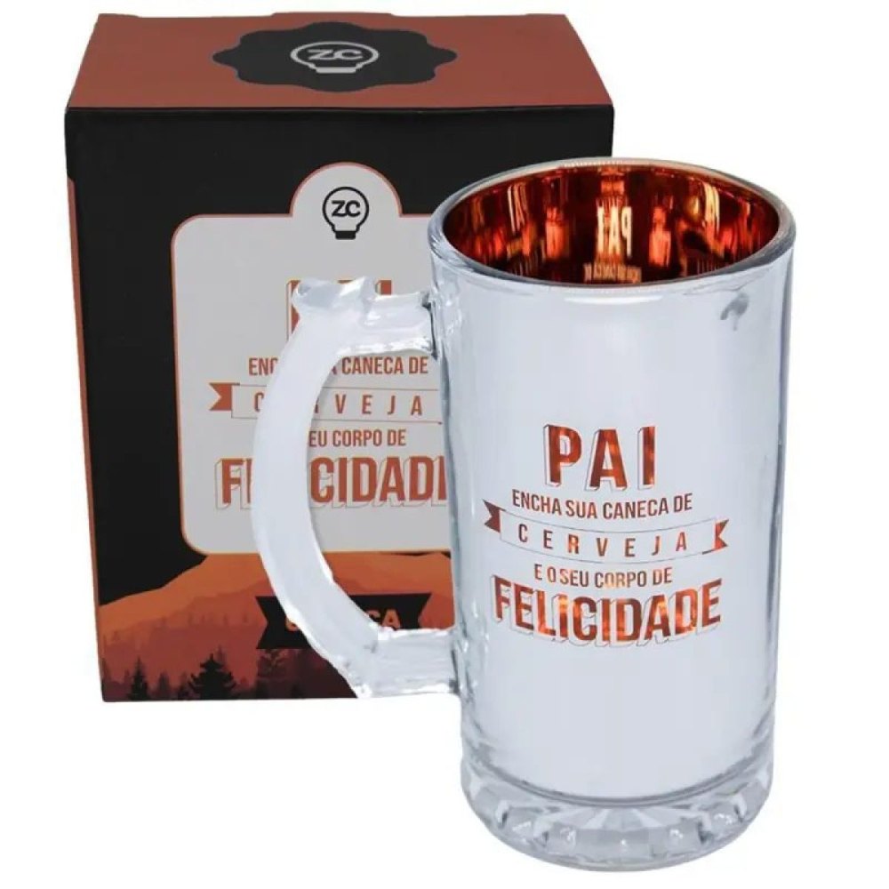 CANECA CHOPP ELETROSTATICA PAI FELICIDADE 450ML - ZONACRIATIVA