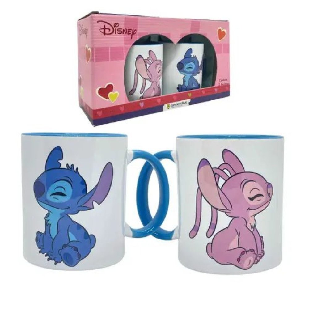 CANECA KIT C/ 2 STITCH MINHA METADE 350ML - ZONACRIATIVA