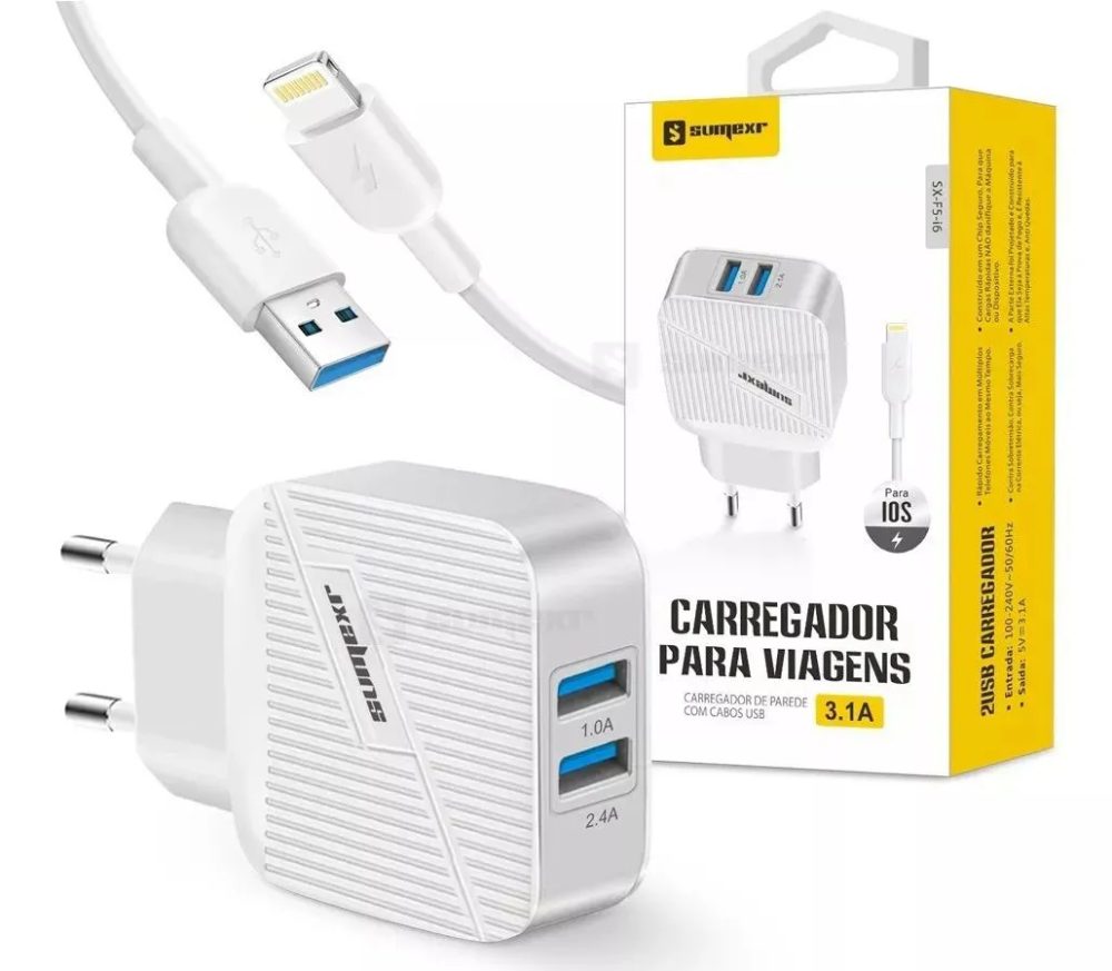 CARREGADOR P/ CELULAR IPHONE USB (PADRAO 3)