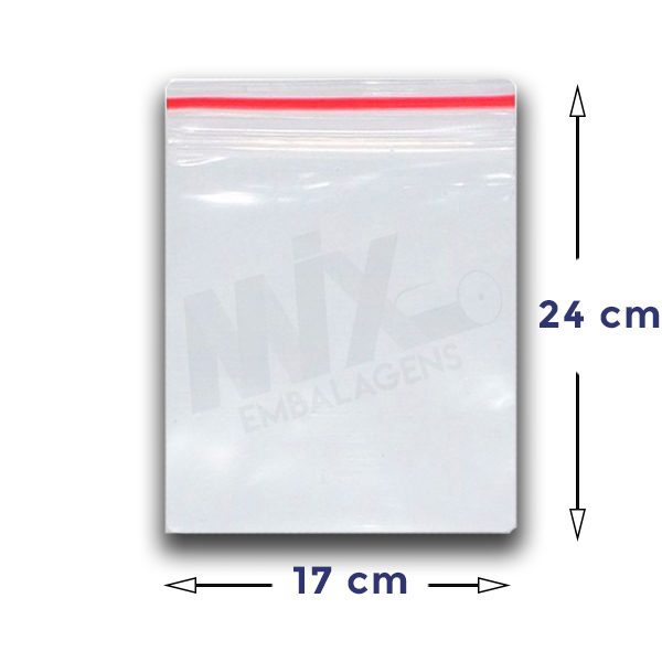 EMBALAGEM SACO ZIP N° 8 - 17CM X 24CM UNIDADE