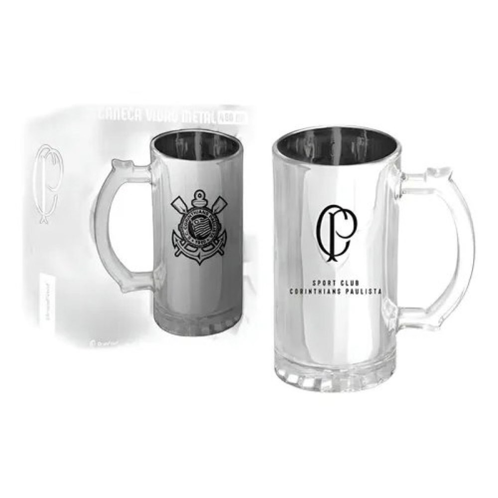 CANECA VIDRO BERLIM METALIC CORINTHIANS - BRASFOOT
