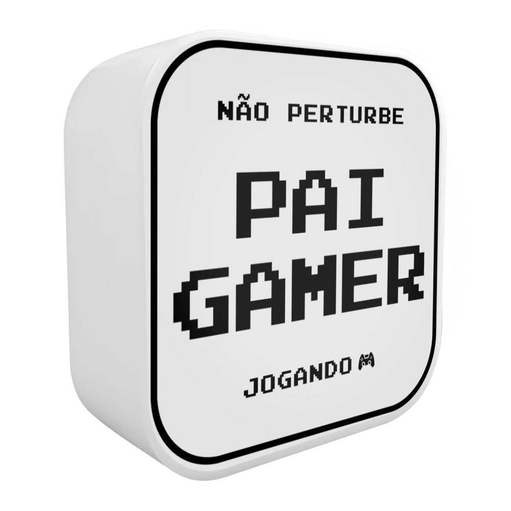 LUMINARIA CRIATIVA MESA BOX FRASE PAI GAMER - DECORFUN